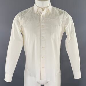 SACAI Size XS White Embroidery Cotton Button Down Long Sleeve Shirt